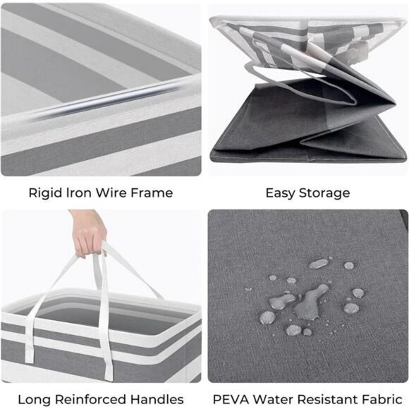 Large Laundry Hamper Waterproof Collapsible Basket with Handles 2 Pack 88L - Picture 2 of 7